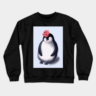 Penguin with Cute Pink Hat Crewneck Sweatshirt